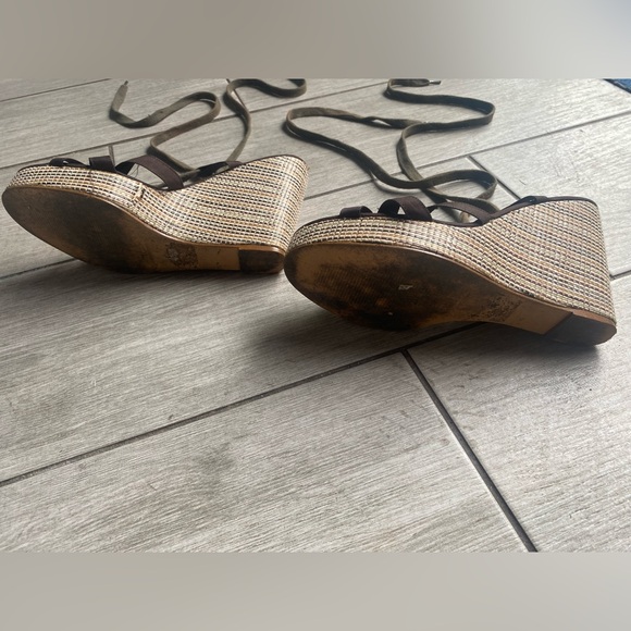 Colin Stuart Women’s Brown Tie-Up Espadrille Wedge Heels Size: 9 Women’s - Picture 4 of 9